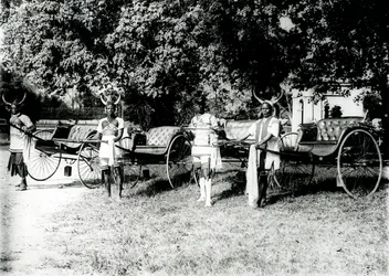 Conducteurs de ricksha zoulous, Durban, vers 1897